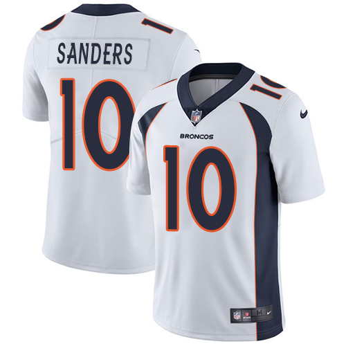 Nike Broncos #10 Emmanuel Sanders White Men's Stitched NFL Vapor Untouchable Limited Jersey - Click Image to Close